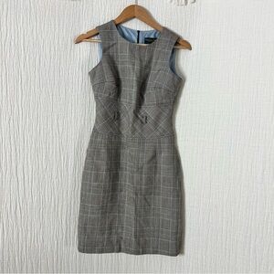 Harve Benard suiting dress mini plaid sleeveless size 2P wool brown blue vintage